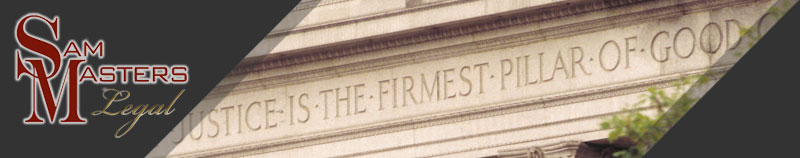 Sam Masters Legal's logo and page header